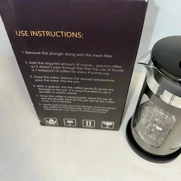 Quqiyso French Press Coffee Maker, 34 oz, Black - Picture 2 of 9